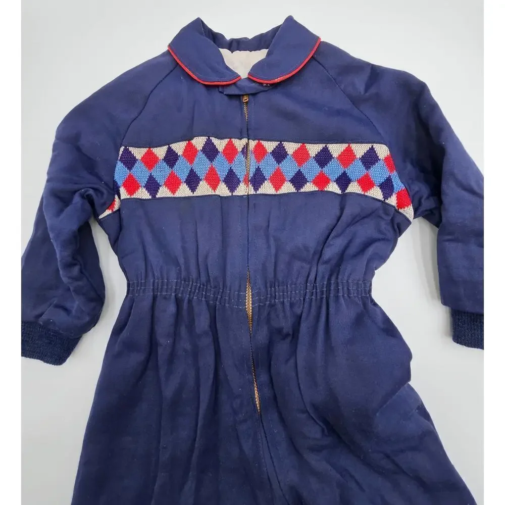 Vintage 50's Boy's 18-24M (Approx.) Navy Blue Snowsuit Coveralls
